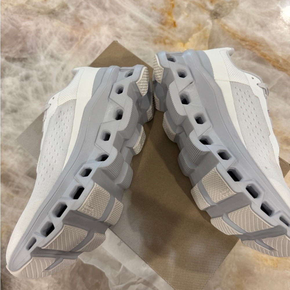 ON Women's Cloudmonster Athletic Shoes - White and Glacier - Picture 3 of 6